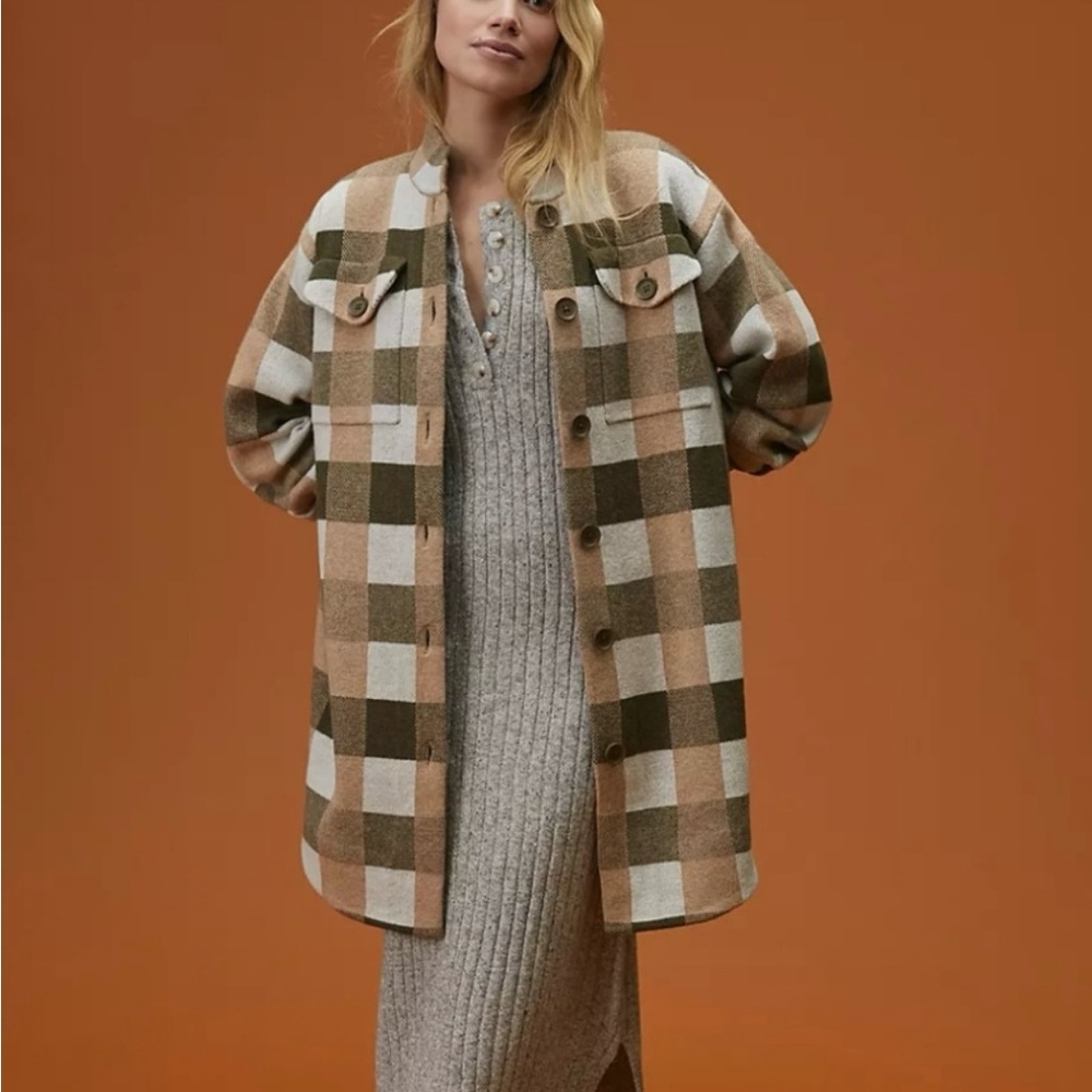 Field Flower Plaid Wool Jacket Shacket NWT XS Anthropologie Shacket
